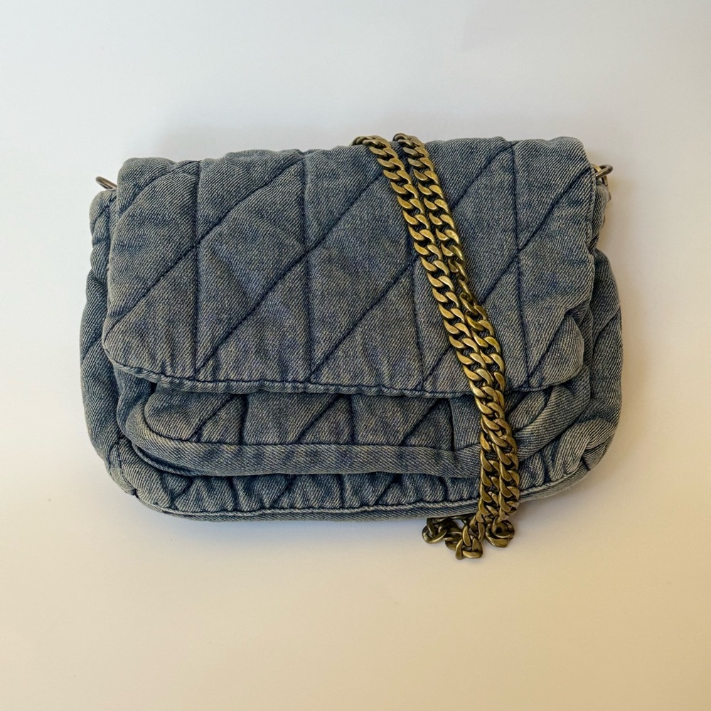 Madden Girl DENIUM Blue Quilted Crossbody Bag